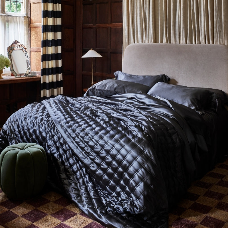 Charcoal Silk Fitted Sheet