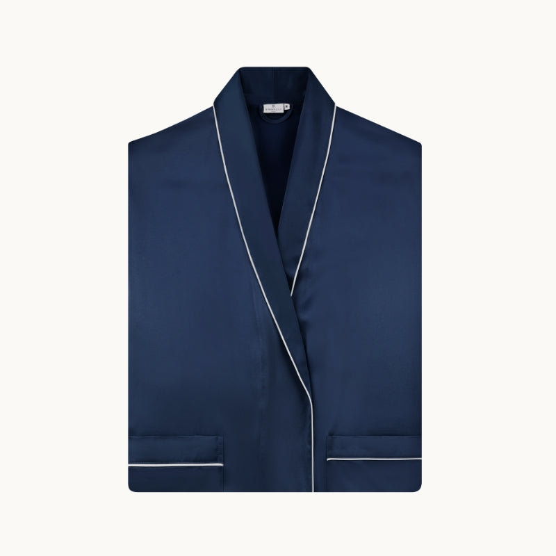 Silk Dressing Gown Navy