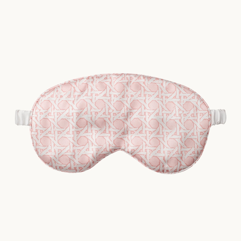 Silk Rattan Set, Piped Pillowcase & Eye Mask Pink