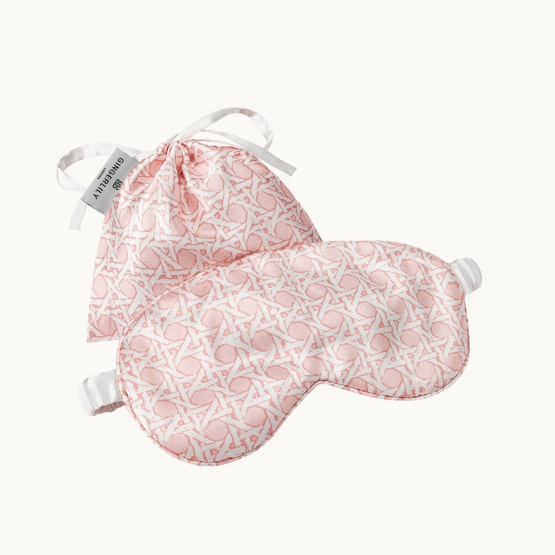 Silk Rattan Set, Piped Pillowcase & Eye Mask Pink