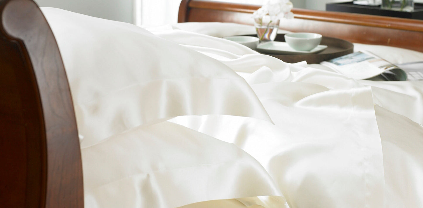 Ivory Silk Duvet Cover with Soft Sheen Finish