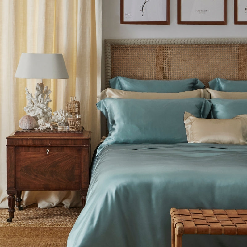 Mineral Blue Silk Flat Sheet
