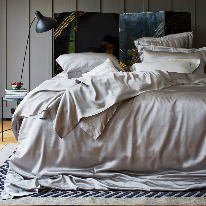 Silver Grey Silk Duvet Cover
