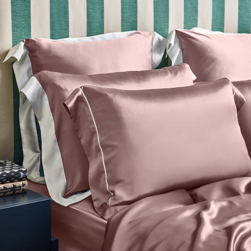 Vintage Pink & Ivory Border Silk Duvet Cover