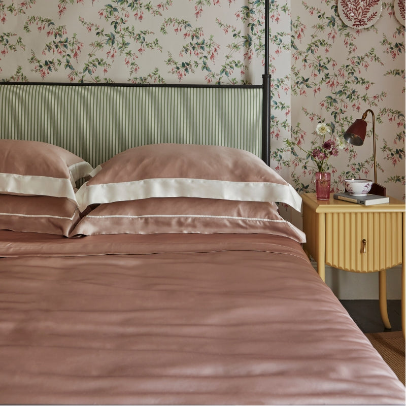Vintage Pink & Ivory Border Silk Duvet Cover
