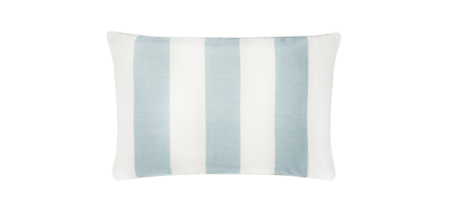 Cary Silk Rectangular Cushion with Blue Piped Edging
