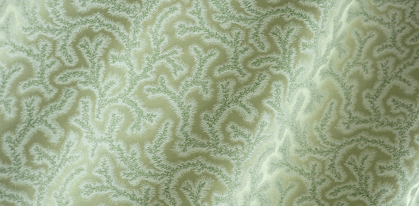 Coral Fern Silk Square Cushion with Piped Finish in Green