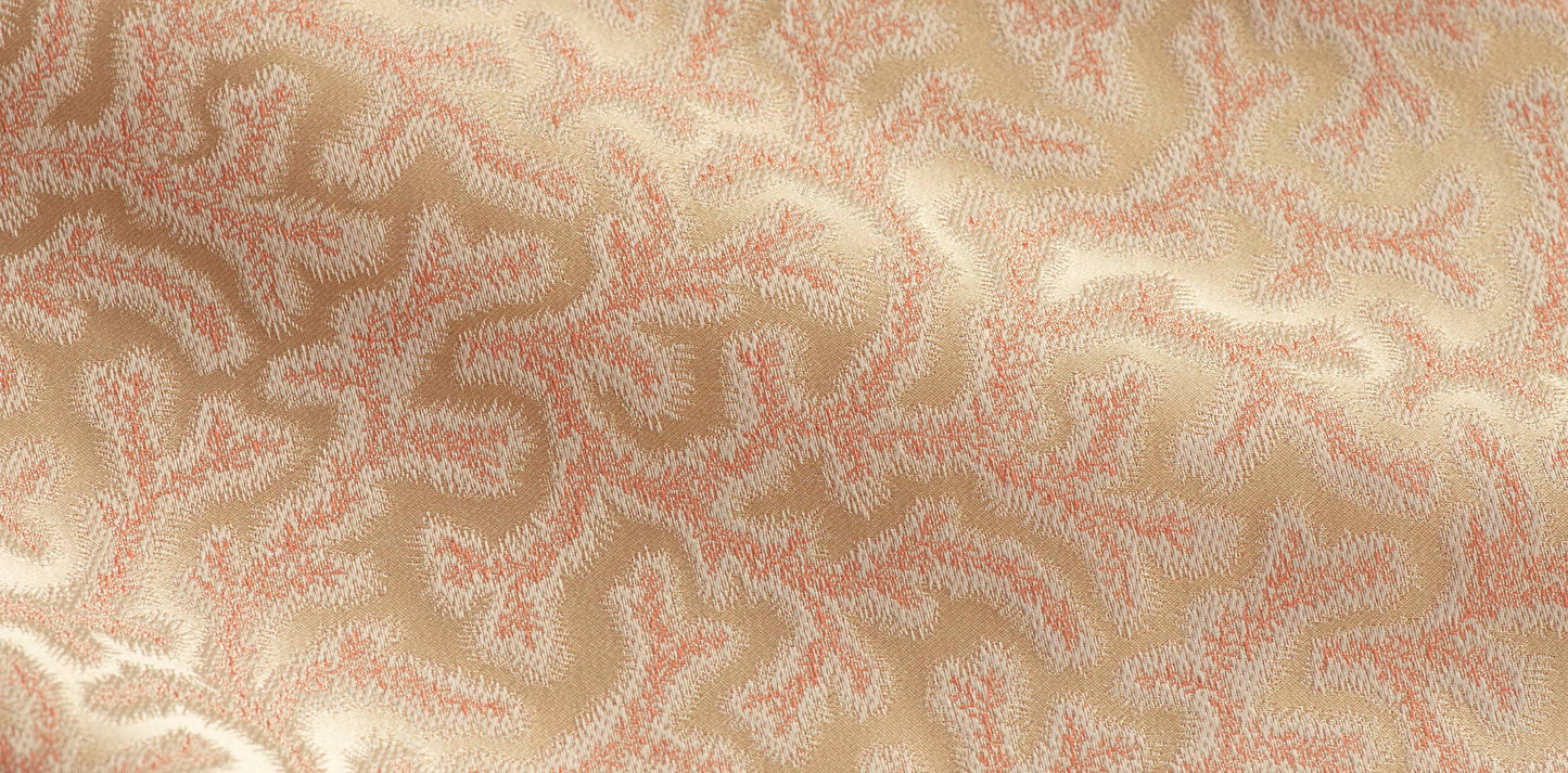 Pink Coral Fern Silk Square Cushion Piped Finish