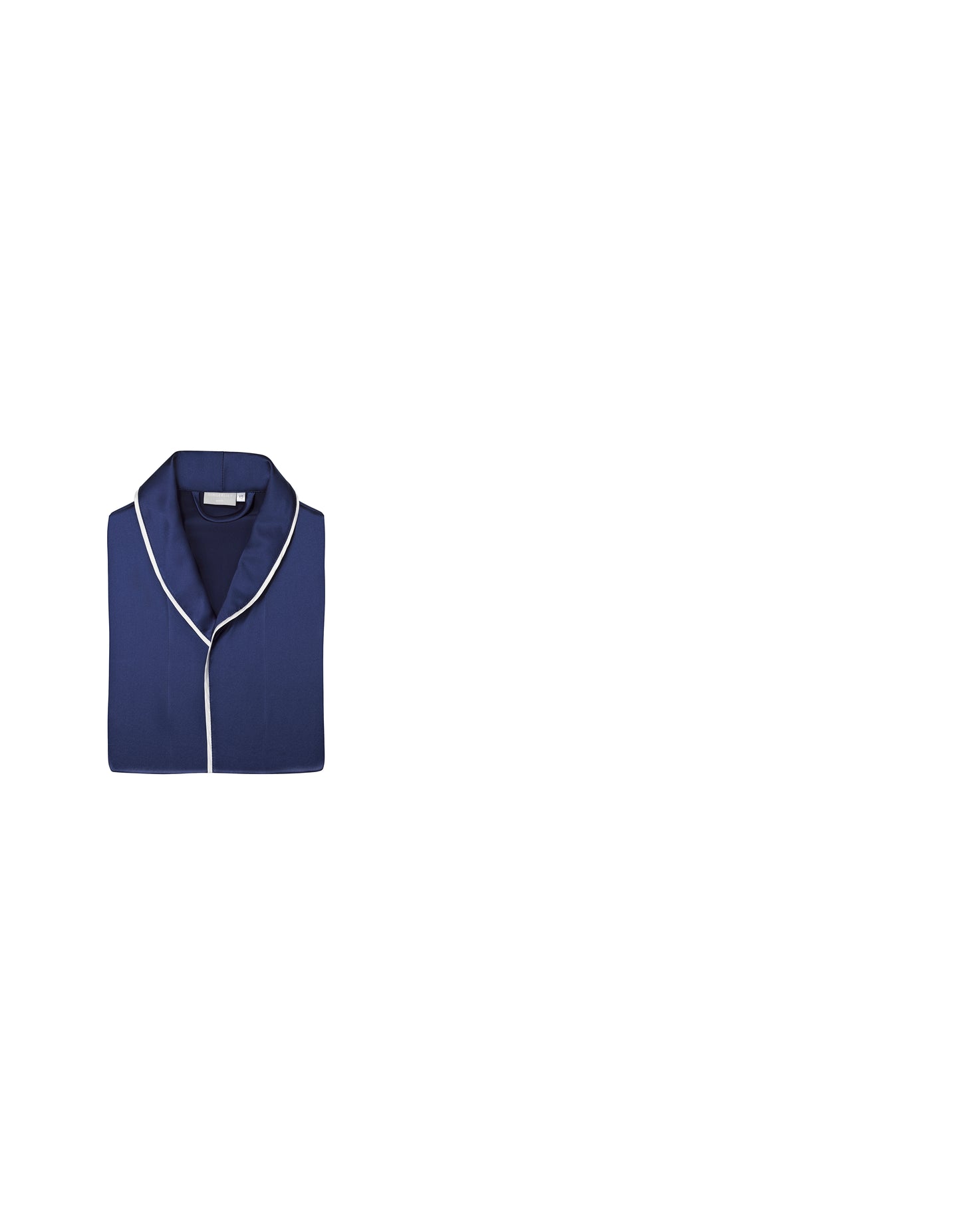 Alt Text: Women's Navy Silk Robe from Gingerlily Basics