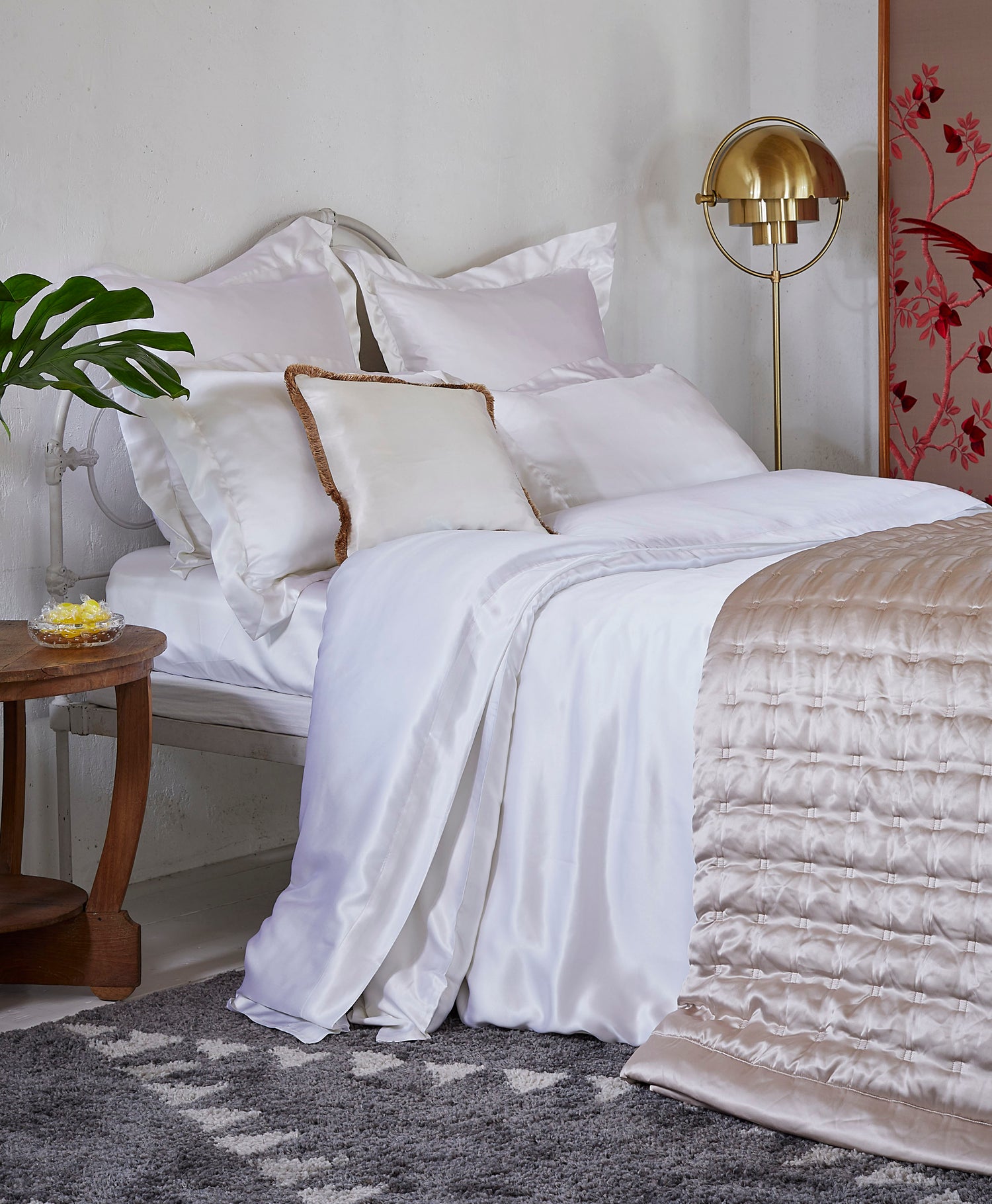 White Silk Bedding