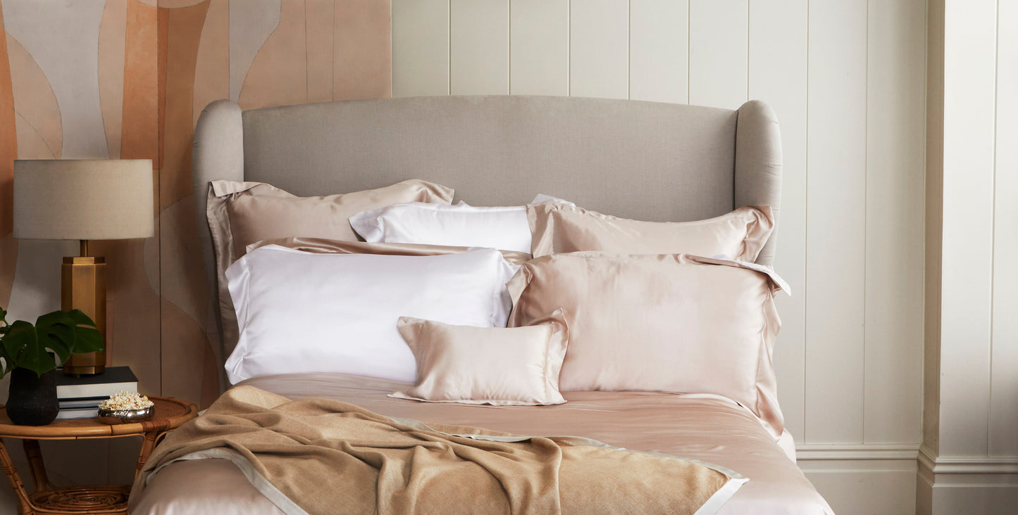 blush silk fitted sheet for a cozy bed