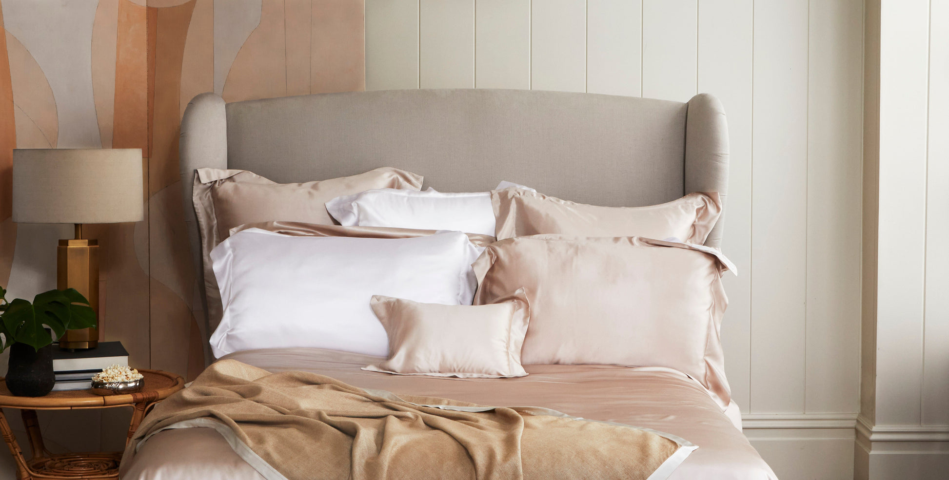 blush silk fitted sheet for a cozy bed