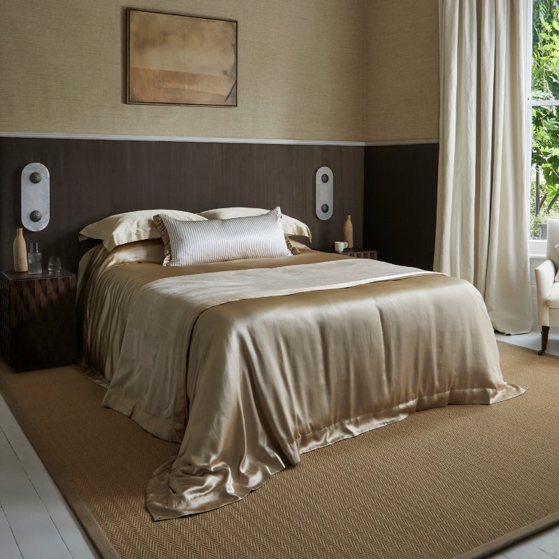 Ticking Silk Cushion Mocha