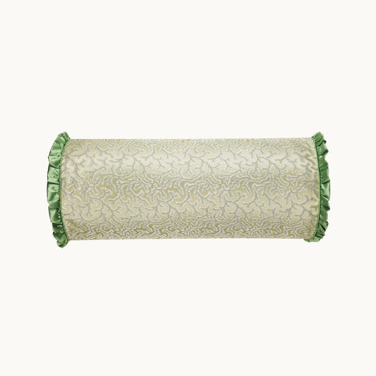 Coral Fern Silk Bolster Cushion Green