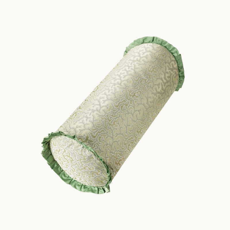 Coral Fern Silk Bolster Cushion Green