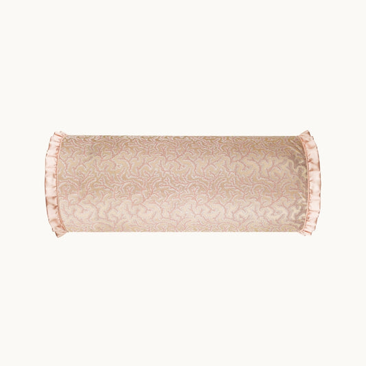 Coral Fern Silk Bolster Cushion Pink