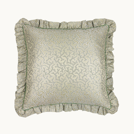 Coral Fern Silk Cushion Square Green