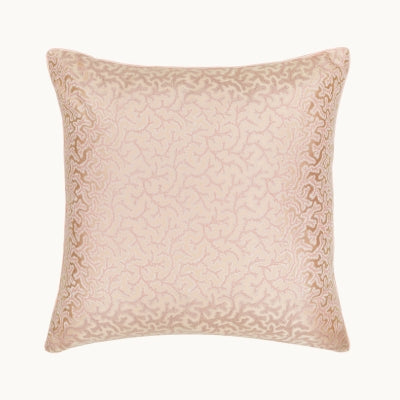 Coral Fern Silk Square Piped Cushion Pink - Clearance