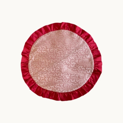 Coral Fern Silk Round Cushion Cover Pink