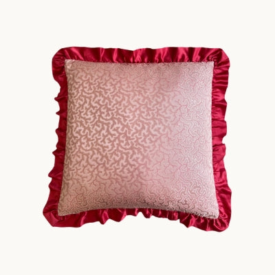 Coral Fern Silk Square Cushion Cover Pink