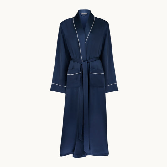 Silk Dressing Gown Navy