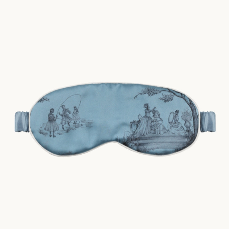 Harlem Toile Silk Eye Mask Summerhill Blue