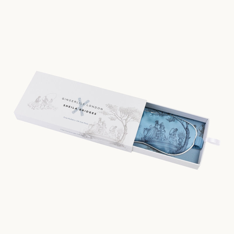 Harlem Toile Silk Eye Mask Summerhill Blue