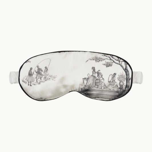 Harlem Toile Silk Eye Mask Ivory