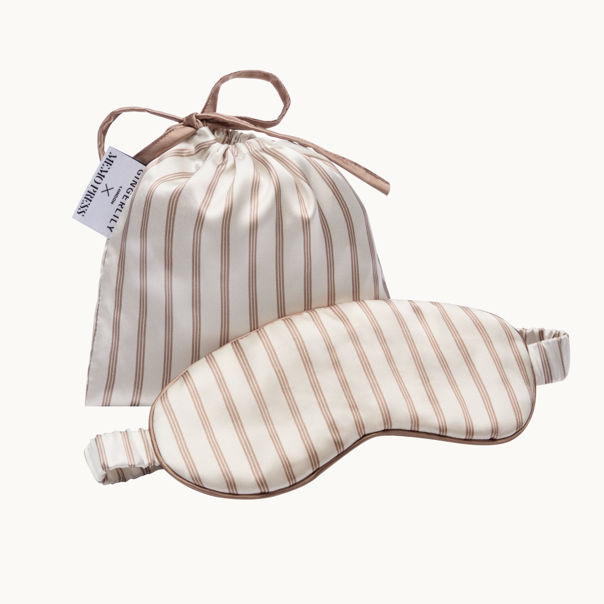 Ticking Silk Eye Mask Mocha