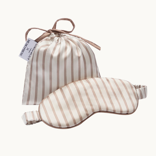 Ticking Silk Eye Mask Mocha