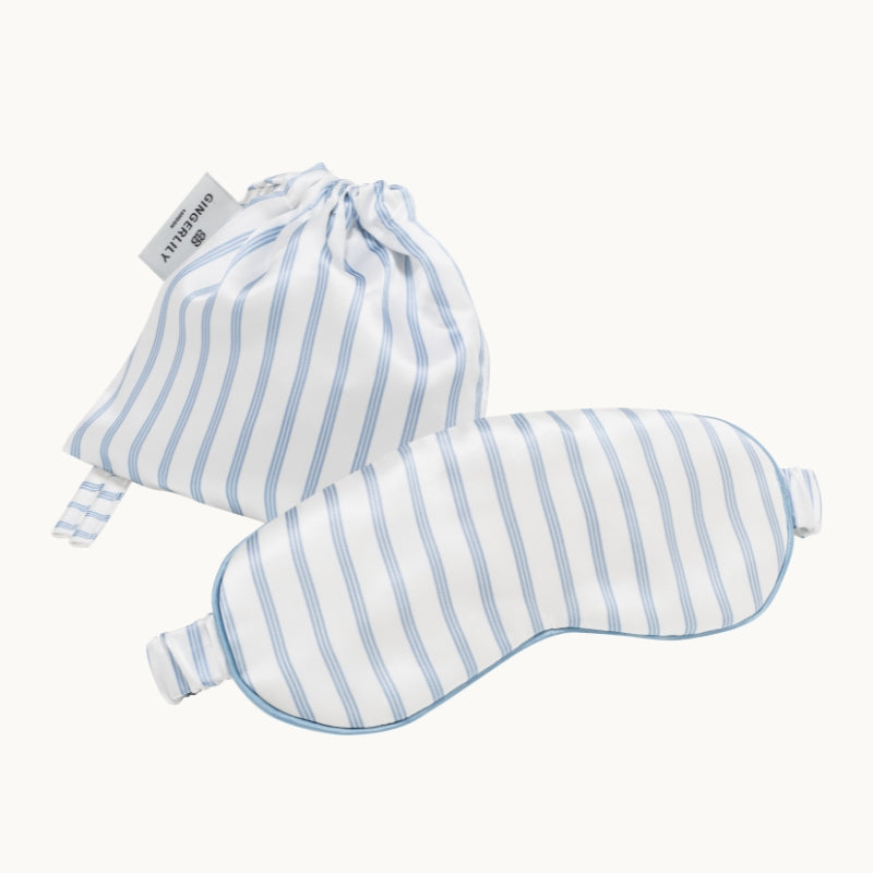 Ticking Silk Eye Mask Summerhill Blue