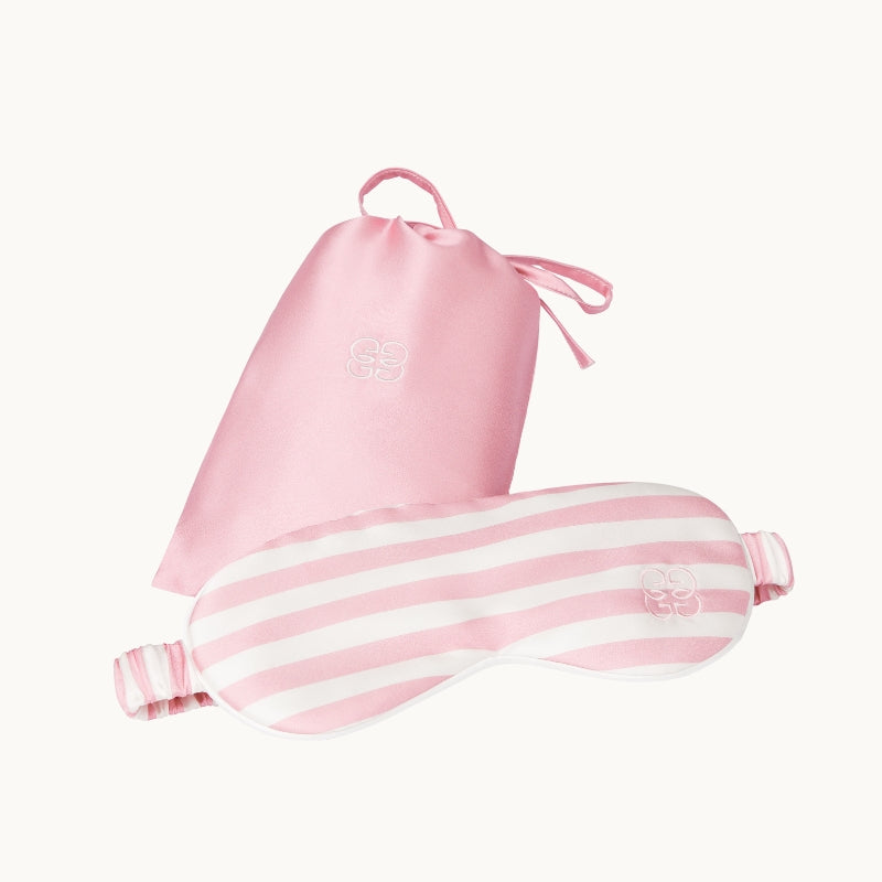 Striped Silk Eye Mask Pink & Ivory