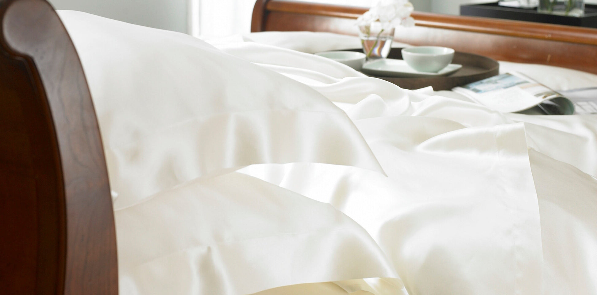 Ivory Silk Duvet Cover with Soft Sheen Finish