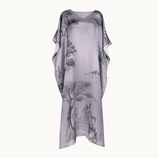 Harlem Toile Silk Kaftan Lilac