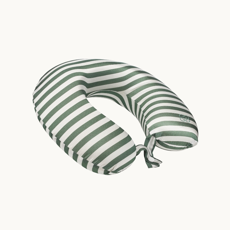 Striped Neck Pillow Green & White