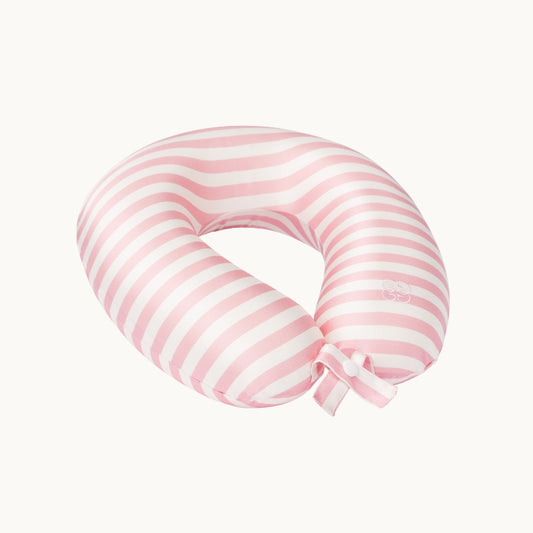 Striped Silk Neck Pillow Pink & Ivory