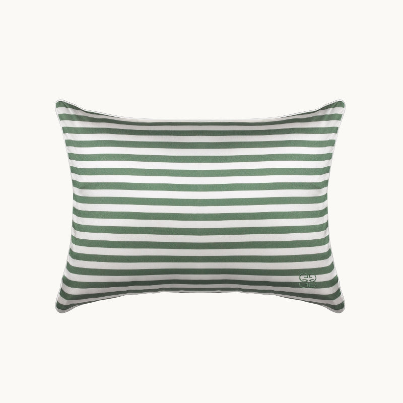 Striped Travel Pillow Green & White