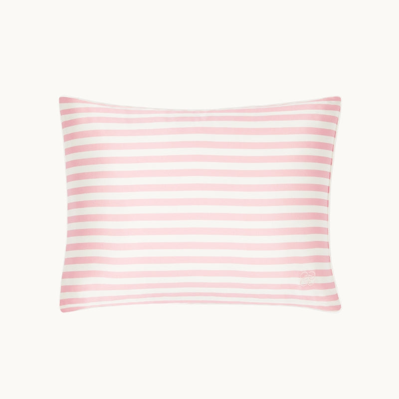 Striped Silk Travel Pillow Pink & Ivory