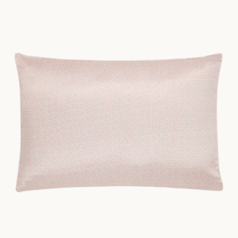 Silk Rattan Set, Piped Pillowcase 50x75cm & Eye Mask Pink