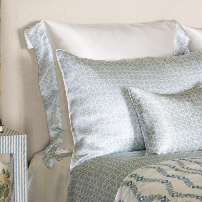 Rattan Blue Silk Piped Pillowcase