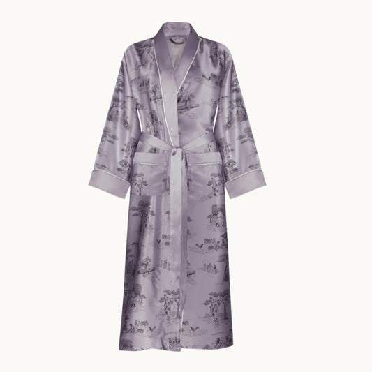 Harlem Toile Silk Robe Lilac