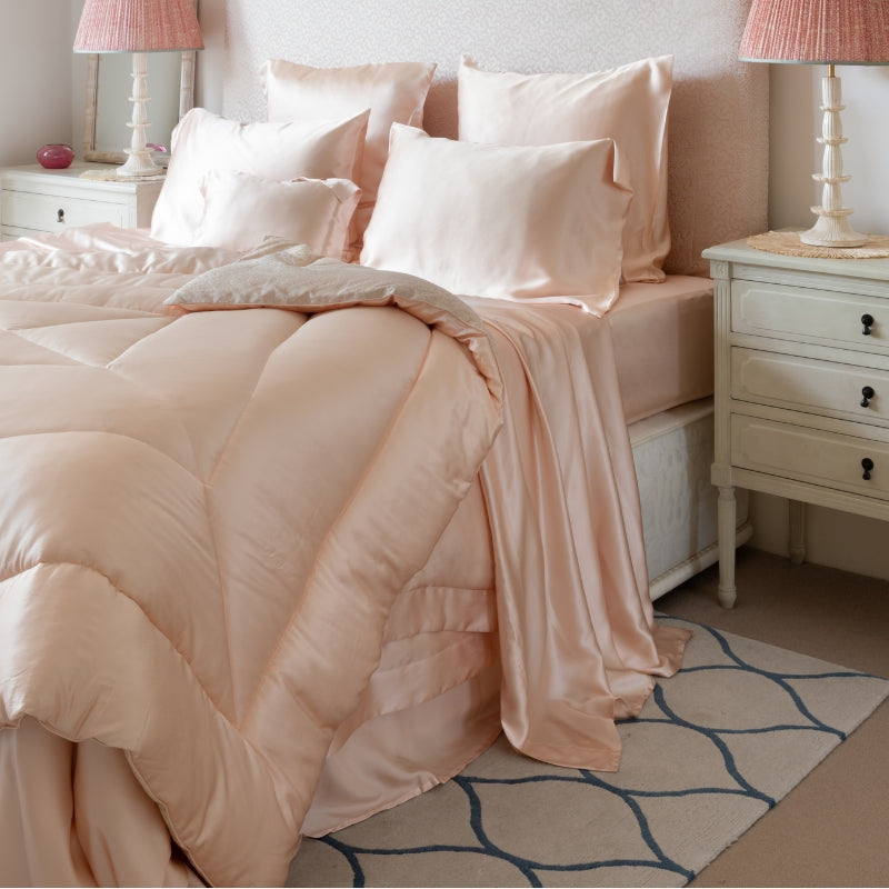 Rose Pink Silk Duvet Cover