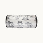 Harlem Toile Silk Bolster Cushion Ivory