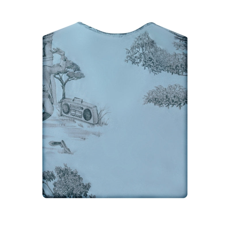 Harlem Toile Silk Kaftan Summerhill Blue