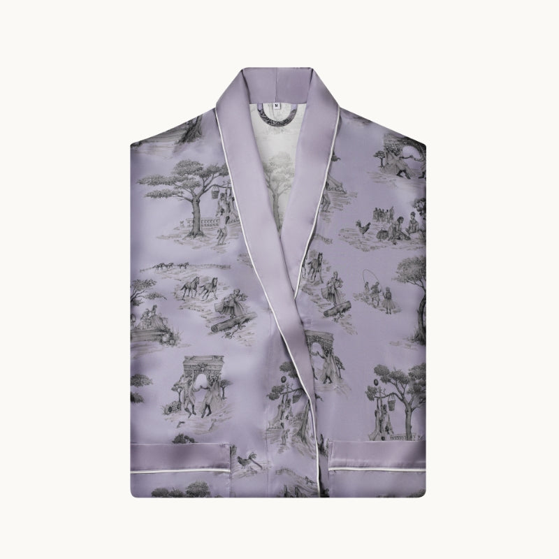 Harlem Toile Silk Robe Lilac