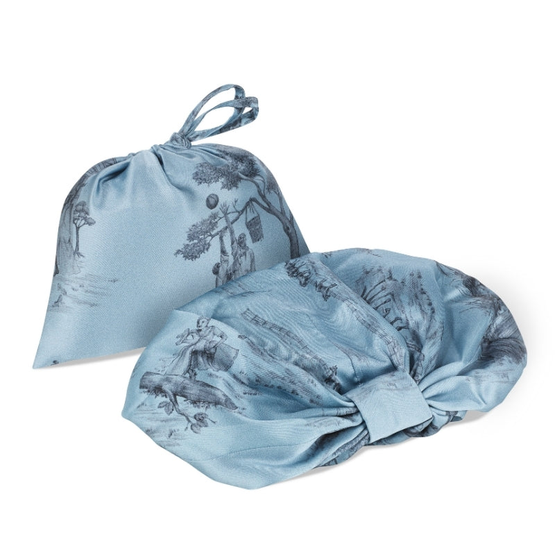 Harlem Toile Silk Hair Wrap Summerhill Blue