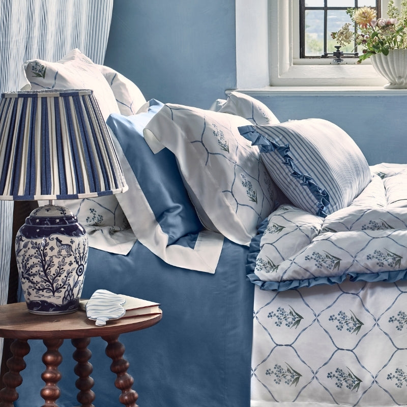 Summerhill Blue Silk Duvet Cover