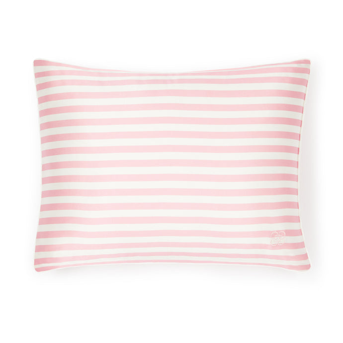 Silk Travel Pillow in Pink and Ivory Stripes