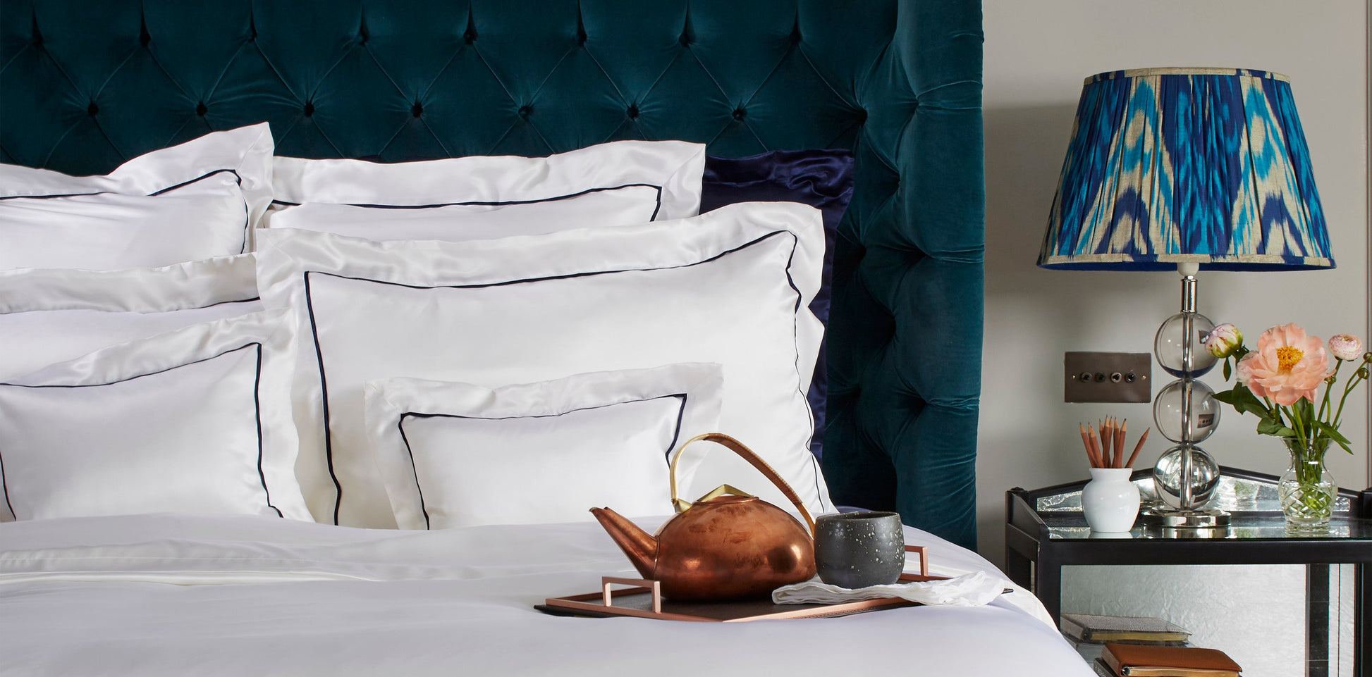 white silk St Tropez pillowcase