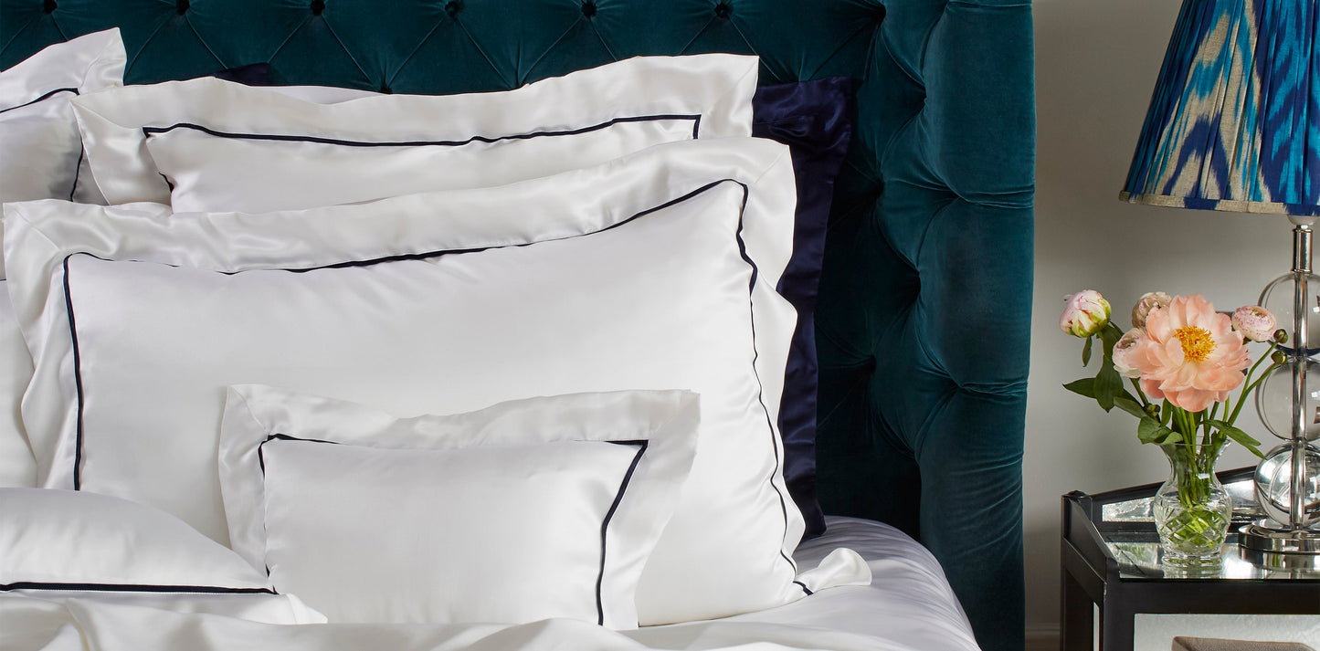 luxurious white silk St Tropez pillowcase